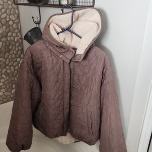 Women's Reversible Brown Jacket with Cream Lining